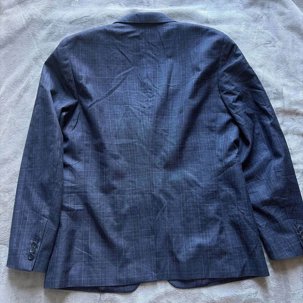 Banana Republic Sport Coat Blazer Men 42R Slim Fit Blue Cotton Poly Rayon Check